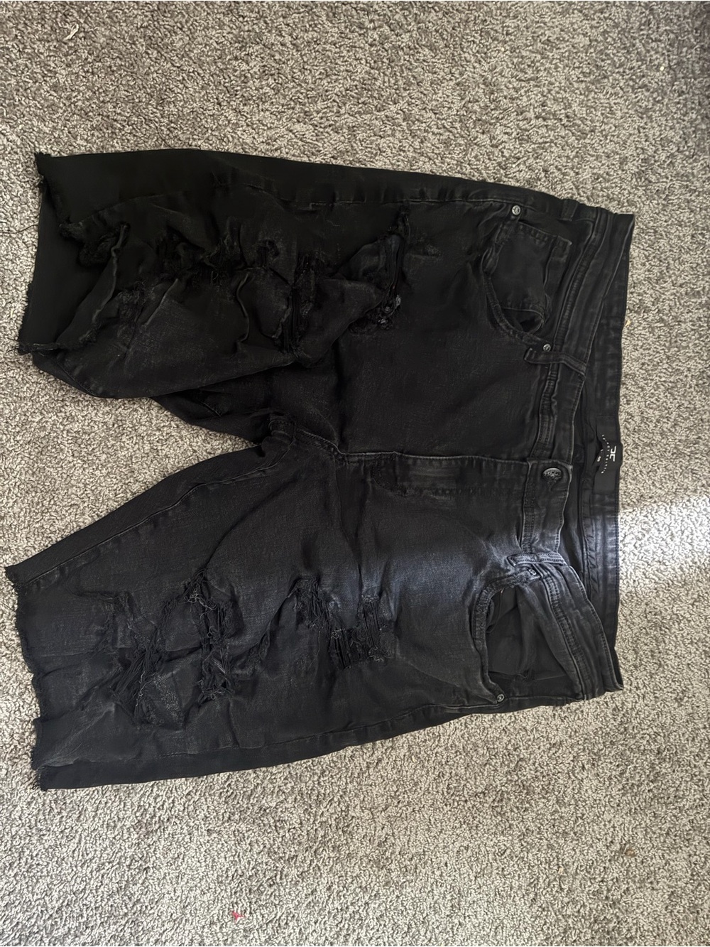 Men's Black Distressed Jean Shorts